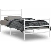 DKD Home Decor vidaXL Bettgestell mit Kopf- und Fußteil Metall Weiß 100x200 cm