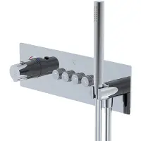 Steinberg Serie 390 Dusch-/Wannenarmatur, Unterputz-Thermostat, inklusive Stabhandbrause ,Brauseschlauch, 4 Verbraucher, 39042422
