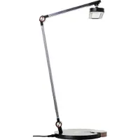 Brilliant schwarze LED Tischlampe | Schreibtischleuchte mit wireless charging | 10W 1000 lm dimmbar CCT | Höhe 40 cm | Aluminium/Kunststoff