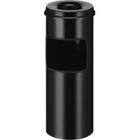 Vepa Bins Standaschenbecher VB 150195, rund, Volumen 30 l, mit Papierkorb & Löscher, Ø 243 x H 642 mm, Metall, schwarz