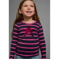 Kidsworld Langarmshirt "für kleine Mädchen" langärmlig, Basic-Passform, mit mehrfarbigen Streifen
