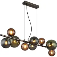 Globo Schwarze Pendelleuchte Riha Farbiges Glas 9-flammig