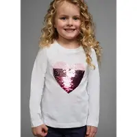 Kidsworld Langarmshirt ", mit Paillettenherz zum Wenden" Langarm, Basic-Passform, mit glitzernden Pailletten