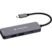 Verbatim 32155, USB 3.2 Gen 1 (3.1 Gen 1) Type-C, HDMI, USB 2.0 Type-A, USB 3.2 Gen 1 (3.1 Gen 1) Type-A, 5000 Mbit/s, 3840 x 2160, 3840 x 2160 Pixel, Grau