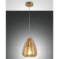 FABAS LUCE Britton Pendelleuchte aus Metall und Borosilikatglas, bernsteinfarben, modernes Design, E27-Fassung, Durchmesser 22 cm, Schutzklasse 1