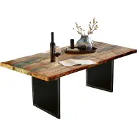 SIT Möbel Esstisch aus recyceltem Altholz | Platte 40 mm bunt | Metallgestell schwarz | B 160 x T 85 x H 76 cm | 16102-11 | Serie TOPS & TABLES