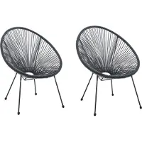 Möbilia Garten-Stuhl 2er-Set | Sitzschale Kunststoff | Gestell Metall | B 73 x T 73 x H 88 cm | schwarz | 10020011 | Serie GARTEN