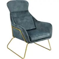 SalesFever Relax Sessel | inkl. Sitz- und Rückenkissen | Bezug Samtvelours | Gestell Metall | B 73 x T 80 x H 102 cm | blau – messingfarben
