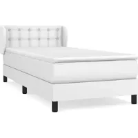 vidaXL Boxspringbett mit Matratze Weiß 90x190 cm Kunstleder