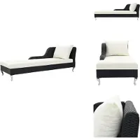 vidaXL Sonnenliege mit Auflage Poly Rattan Schwarz - Sonnenliegen