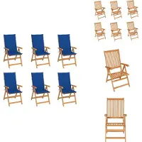 vidaXL Gartenstühle 6 Stk. mit Königsblauen Kissen Massivholz Teak - Gartenstühle