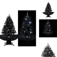 vidaXL Schneiender Weihnachtsbaum mit Schirmfuß Schwarz 140 cm PVC - Weihnachtsbäume