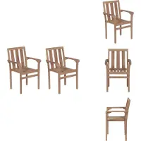 vidaXL Stapelbare Gartenstühle 2 Stk. Massivholz Teak - Gartenstühle