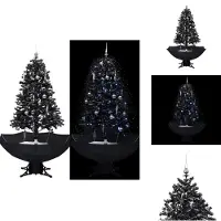 vidaXL Schneiender Weihnachtsbaum mit Schirmfuß Schwarz 170 cm PVC - Weihnachtsbäume