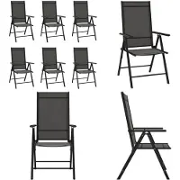 vidaXL Gartenstühle Klappbar 6 Stk. Textilene Schwarz - Gartenstuhl - Gartenstühle - Klappstuhl - Klappstühle