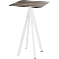 Essentials Infinity Stehtisch Weiß gestell + Tropical Wood HPL 70x70 cm