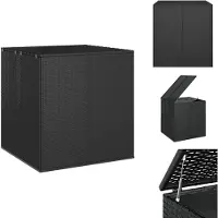 vidaXL Garten-Kissenbox PE Rattan 100x97,5x104 cm Schwarz - Gartenboxen
