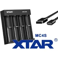 XTAR Schnell-Ladegerät für 1-4 Stück Li-Ion und Ni/MH Akkus, Ladegerät mit USB-Ladekabel, ohne Netzteil