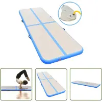 The Living Store Aufblasbare Gymnastikmatte mit Pumpe 800x100x10 cm PVC Blau
