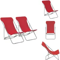 vidaXL Klappbare Strandstühle 2 Stk. Stahl und Oxford-Gewebe Rot - Gartenstühle