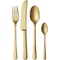 Georg Jensen - Copenhagen 4 tlg. Besteckset, mattiert goldfarben