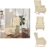vidaXL Schaukelsessel mit Kautschukholz-Beinen Creme Stoff - Sessel