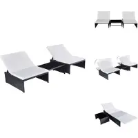 vidaXL Sonnenliegen 2 Stk. mit Tisch Poly Rattan Schwarz - Sonnenliegen