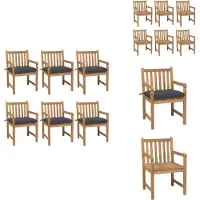 vidaXL Gartenstühle 6 Stk. mit Anthrazit Kissen Massivholz Teak - Gartenstühle