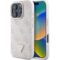 GUESS GUHCP16XP4TDPP iPhone 16 Pro Max 6.1" różowy/pink hardcase Leather 4G Triangle Strass MagSafe