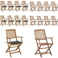 vidaXL Klappbare Gartenstühle 8 Stk. mit Kissen Massivholz Akazie - Gartenstuhl - Gartenstühle - Gartensessel - Klappstuhl