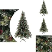 vidaXL Weihnachtsbaum mit Beleuchtung und Kiefernzapfen 195 cm PVC&PE - Weihnachtsbäume