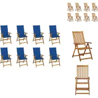 vidaXL Klappbare Gartenstühle mit Kissen 8 Stk. Massivholz Akazie - Gartenstühle