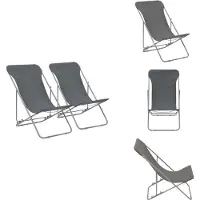 vidaXL Klappbare Strandstühle 2 Stk. Stahl und Oxford-Gewebe Grau - Gartenstühle