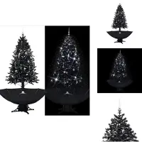 vidaXL Schneiender Weihnachtsbaum mit Schirmfuß Schwarz 190 cm PVC - Weihnachtsbäume