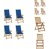 vidaXL Hochlehner Verstellbar 4 Stk. mit Auflagen Massivholz Akazie - Gartenstühle