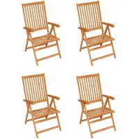 vidaXL Gartenstühle 4 Stk. mit Beigen Kissen Massivholz Teak - Gartenstühle