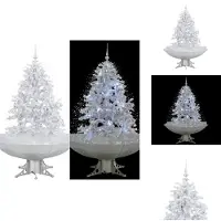 vidaXL Schneiender Weihnachtsbaum mit Schirmfuß Weiß 140 cm - Weihnachtsbäume