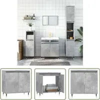 The Living Store Badschrank Betongrau 58 x 33 x 60 cm Holzwerkstoff