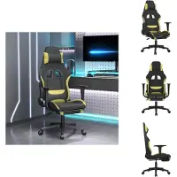 vidaXL Gaming-Stuhl mit Massage & Fußstütze Schwarz und Hellgrün Stoff - Gaming-Sessel
