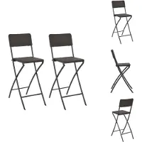 vidaXL Klappbare Barstühle 2 Stk. HDPE und Stahl Braun Rattanoptik - Gartenstühle