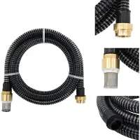 vidaXL Saugschlauch mit Messing-Anschlüssen Schwarz 1,1" 20 m PVC - Gartenschläuche