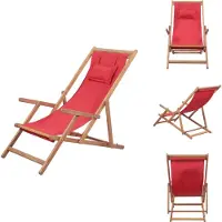 vidaXL Klappbarer Strandstuhl Stoff und Holzrahmen Rot - Gartenstühle
