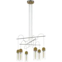 Eglo LED Hängelampe Zacharo 1, Pendelleuchte Esstisch, Stahl in nickel-matt, Holz, Glas in braun, klar E27 Fassung