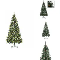 vidaXL Weihnachtsbaum Gefrostet mit Beleuchtung & Zapfen 210 cm - Weihnachtsbäume