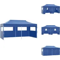 vidaXL Profi-Partyzelt Faltbar mit 4 Seitenwänden 3×6m Stahl Blau - Pavillons & Partyzelte