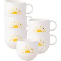 Villeroy & Boch Becher "Henkelbecher Hello Sunshine With Love 290 ml 6er Set weiß-gelb", bunt (weiß, gelb), Porzellan, Trinkgefäße, Becher