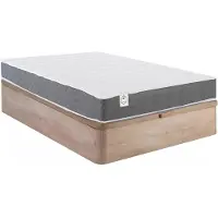Vente-unique Set aus Bettgestell mit Bettkasten mit Schublade + Matratze - 140 x 200 cm - HD-Memory-Schaum & atmungsaktiver 3D-Stoff - Stärke 18 cm - Holzfarben hell - HEAVEN von YSMÉE