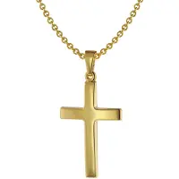 Trendor 75543 Kreuz-Anhänger 24 mm Gold 585 + Silberkette goldplattiert