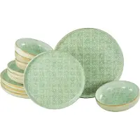Creatable , 24085, Uno Emiliana grün, Tellerset 12-tlg, Steinzeug
