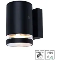 Lybardo Außenleuchte mit Sensor Paris | Dämmerungssensor | GU10-Fassung | IP54 | Ø 102 mm | Mattschwarz